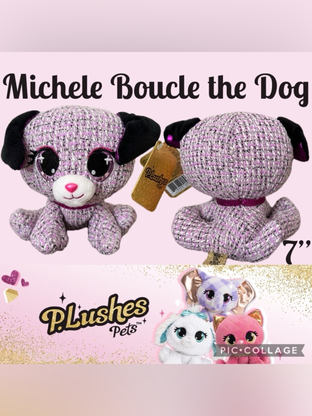 ✨GUND✨P.Lushes Pets✨Designer Fashion Pets✨Michele Boucle the Dog✨7” Plush✨